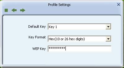 WEP If the Utility shows that WEP security is detected, click the right arrow to continue with the settings.