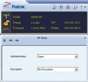 Define the desired Channel number, authentication type if any & finish the AP configuration setup.