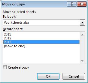 Excel 2013 Foundation Page 73 When you click on the OK button the worksheet will be moved, as illustrated below.