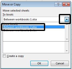 From the drop down list, select the workbook