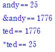 Example continue andy = 25; ted =