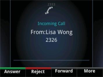 Placing and Receiving Calls Answering Calls All incoming calls display in an Incoming Call window. To answer the call, do one of the following: To use the handset, pick up the handset.