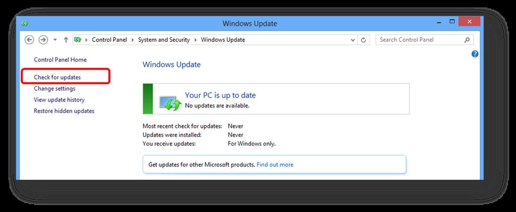 2 Check for updates. Click [Check for Updates]. Need to wait for a while. Install important updates only. Click [Install updates]. Click [Restart now]. 3 Check again. Sign in to Windows 8.