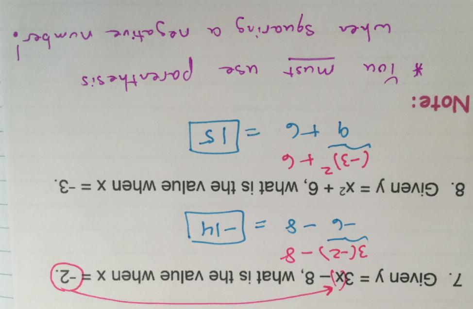 7. Given y = 3x 8, what is the