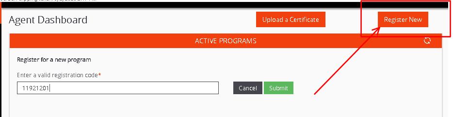 To register the 2018 MeridianCare onboarding program, click on the box Register New located at the top center of the dashboard.