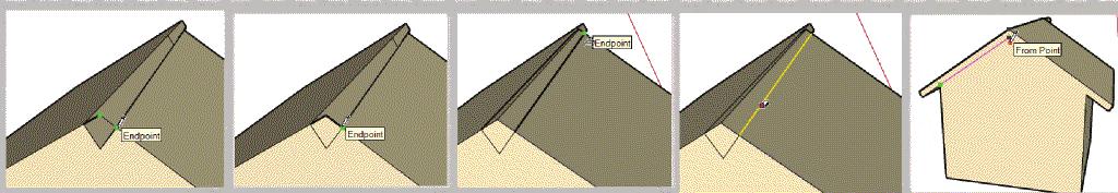 along rake infer to the opposite roof surface close ridge