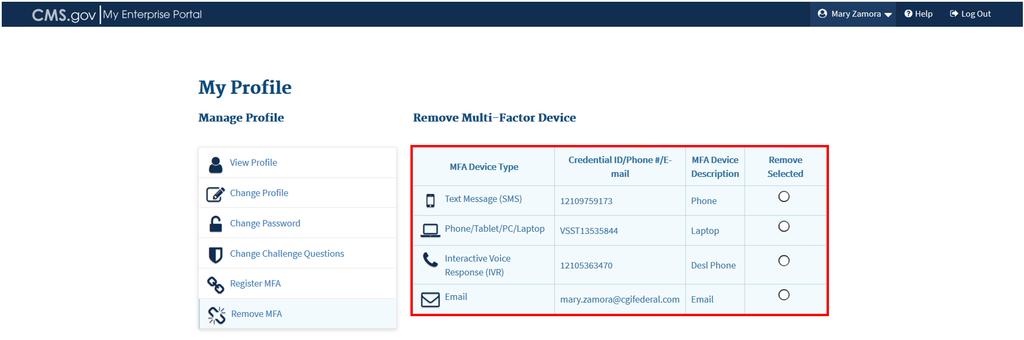 Users can register up to five MFA Devices to their