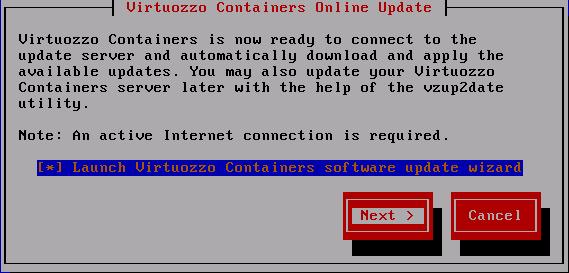 Installing Virtuozzo Containers 4.0 on Hardware Node 36 Install a valid Virtuozzo license by entering the license key number in the field provided and clicking Next.