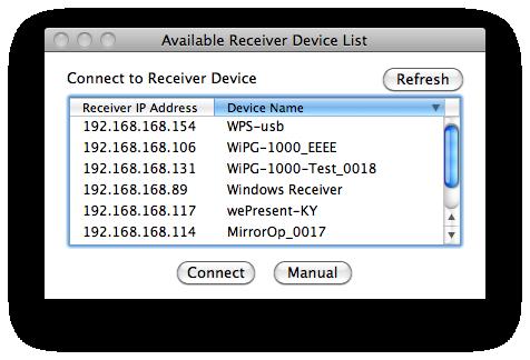 If you don t like to change the WiFi Network and keep the connection to current network, you can press the Skip button. 9.5 Connect to Receiver Device 1.