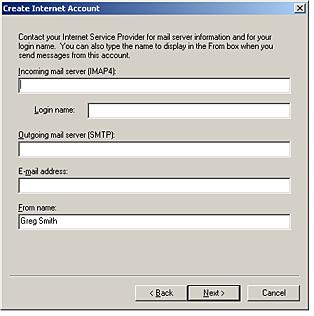 Figure 2-10: Configuring the Incoming and Outgoing Mail Server 11 In the next Create
