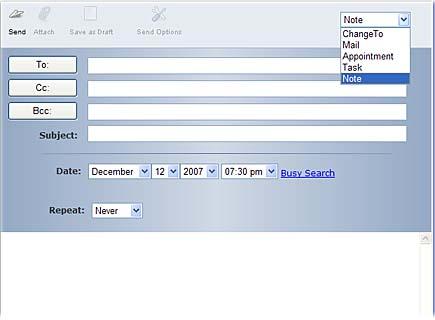 Figure 3-13: Writing Notes To write a note: 1 From the M+NetMail toolbar, click New Message. 2 Use the drop-down list to select Note.