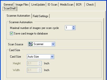 Application Settings Scanshell AND MedicScan tabs SCANSHELL AND MEDICSCAN TABS The Scanshell and MedicScan tabs have an identical layout, but they refer to different modules.