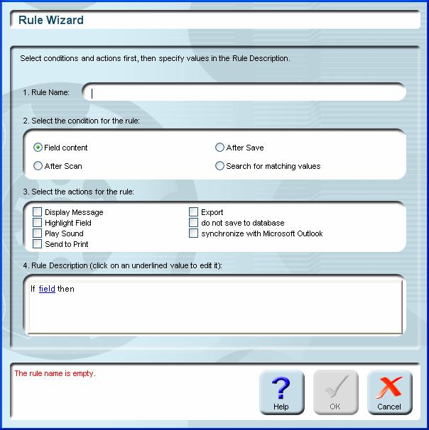 Rules Creating rules CREATING RULES We will explain the use of rules by following an example of creating a rule that identifies expired ID cards, and produces an alert sound and message, informing