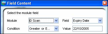 Rules Creating rules The field content dialog will open: Figure 14-4: Field content dialog box Step 7