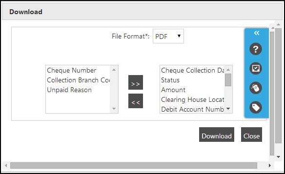 Domestic Collection Inquiry Domestic Collection Inquiry Download Field Download Type File Format [Mandatory, Drop-Down] Select the appropriate report type from the drop-down list.