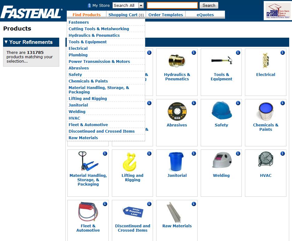 Searching Methods There are three Search methods for searching the Fastenal punchout catalog.