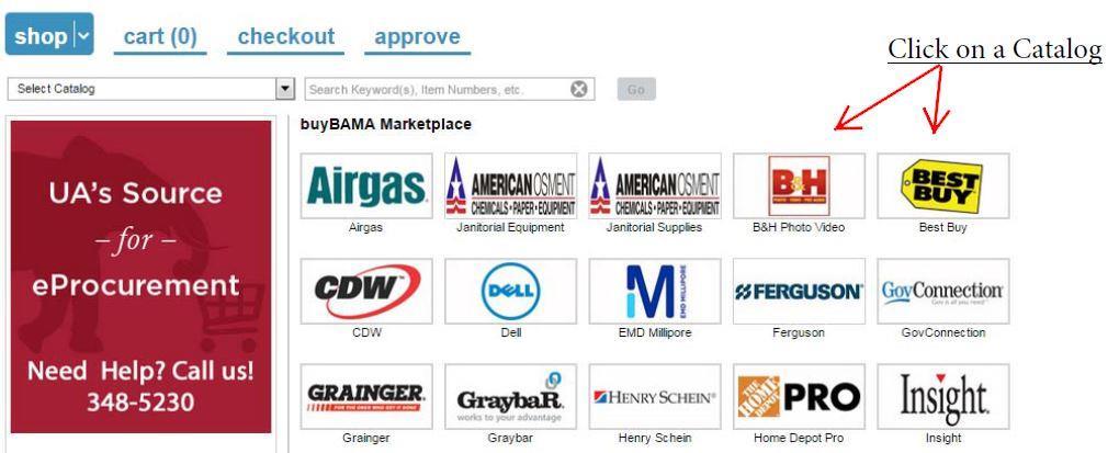 Catalog Order Shop 1. Select a Catalog from the supplier logos by clicking on the logo.