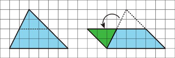 Because the two triangles have the same area, one copy of the triangle has half the area of that