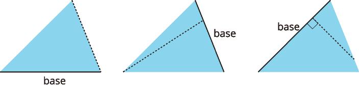 Select all the statements that are true about bases and heights in a triangle. 1.