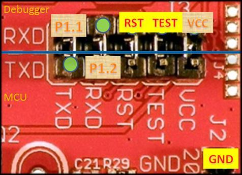 4 Bước 4: Thực hiện kết nối giữa Kit LaunchPad và mạch Main Port nạp J16 của MSP430 trên mạch Main gồm 3 chân: RST, TEST, GND.