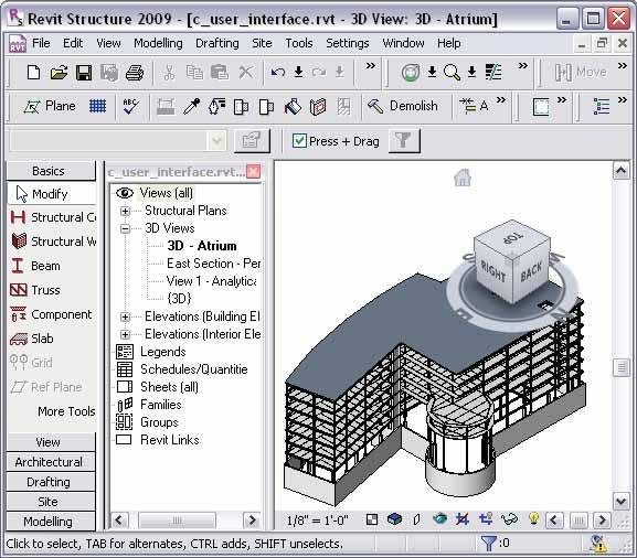 Lesson: Exploring the User Interface Overview This lesson describes how to use different parts of the Revit Structure user interface.