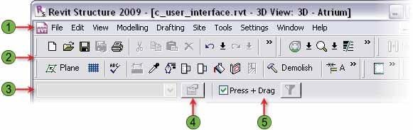 User Interface Elements The following illustration shows the menu bar and the toolbars in the user interface.