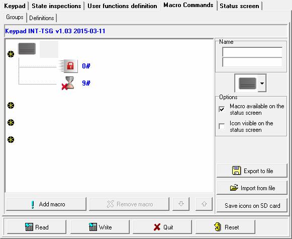 SATEL INT-TSG 13 Icon icon of a group of macro commands. In order to display the list of available icons, click the button. Fig. 6. DLOADX program: Groups tab.