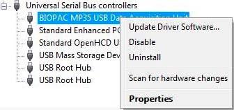 Check for green status indicator in the software window. 9. If communication is not established, manually uninstall the driver as described below.