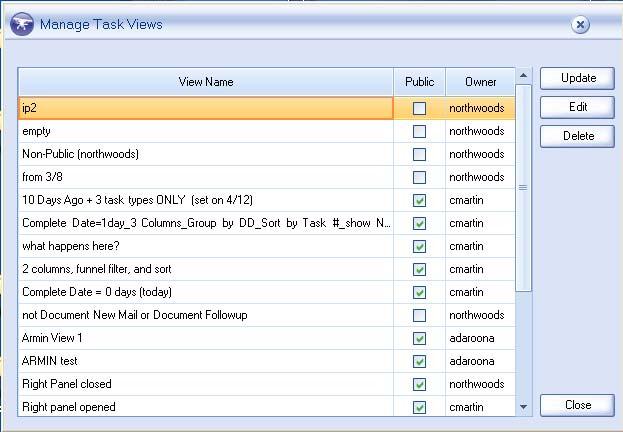 Fig. 3.12 Manage Tasks Views On the Add Task View screen, you can create and add Tasks views.