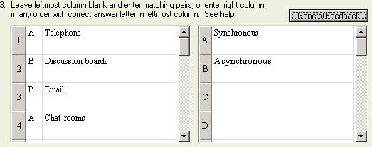 This method is good for questions in which a long list of items is matched to a few possible matches as shown in the image below.