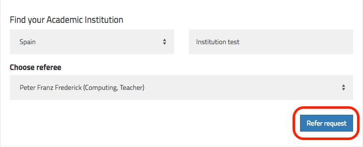Once the student presses the Request a referee button, you will receive a notification via email (once a day) and also, you will have the pending application in your profile.