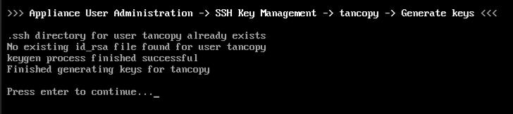 5. Enter 1 to generate a public/private key pair. Add authorized keys 1.