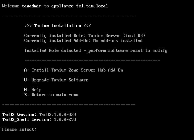 1. Log into the Tanium Server appliance as the user tanadmin. 2.