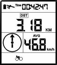 (2) Distance ridden so far, shown as DST in MI or KM. (3) Maximum speed, shown as mi/h or km/h.
