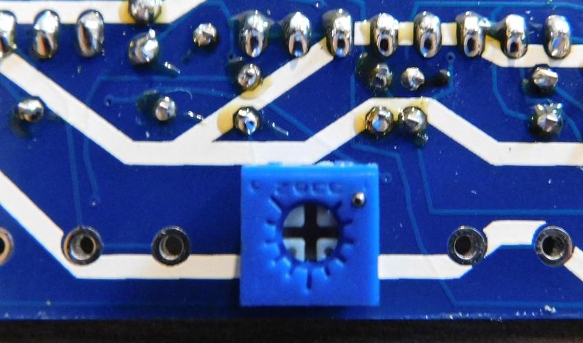 (1 x 4pin, 2 x 6pin) First solder one pin of each, check the alignment (reheat the pin if nescessary), then solder the rest. Install the 4 jumpers.