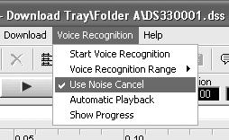 The voice recognition software window appears and voice recognition starts.