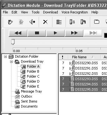 From the Dictation Folder Window, select the folder which contains the files to be joined. the voice files.