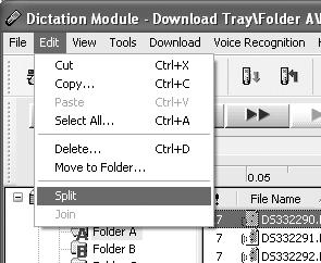 Splitting Files Splitting Files One designated voice file can be split into the two files in DSS