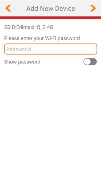 7. Enter the network s password and press the icon to continue.