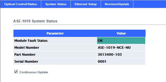 2 System Status Clicking on the System Status area of the menu bar provides specific module information such as the part number, model number, and serial number, see Figure 8.2-1.