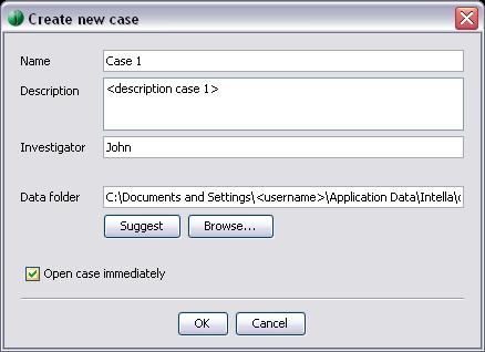 Select New 2. Assign the new case a name 3. Optionally, enter a description 4.
