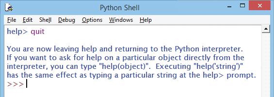 ...cont d 5 6 Then, enter this command at the Help utility prompt quit Hit Return to exit Help and return to an interactive Shell Window prompt When you just want help on a single