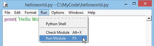 py 4 Finally, in the IDLE Edit Window, select the Run, Run Module menu items, to