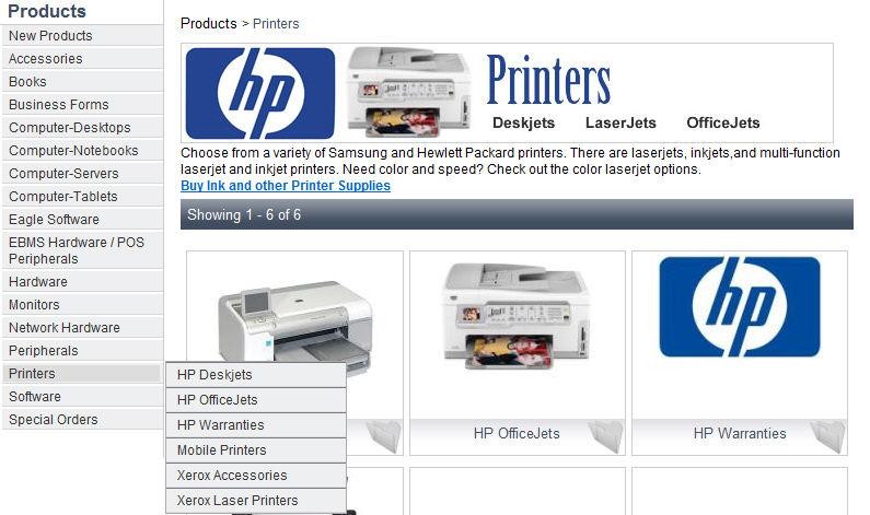 Printed Documentation example steps below. The Printers group displays the subfolders labeled Laser Jets, HP DeskJet, etc.