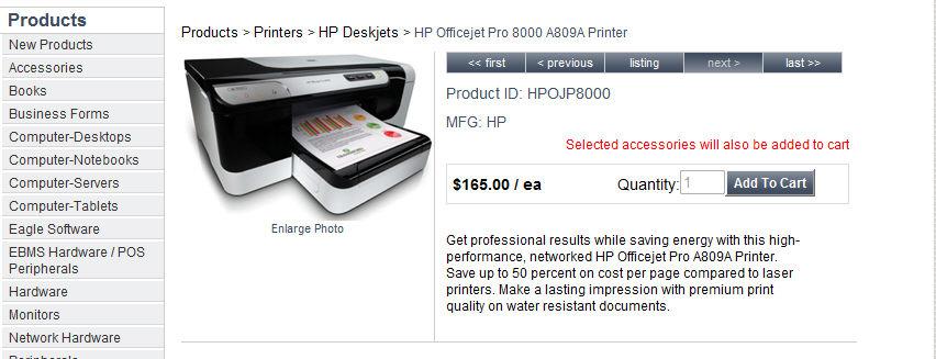 Printed Documentation The pricing, unit of measure, and Add to Cart button will appear on the right side of the item template.