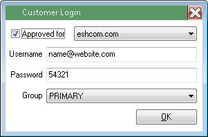 Configuring the Shopping Cart A. Enable the Approved for option to activate the users e-commerce account. This option can be disabled to temporarily inactivate the account. B. Enter a User name.