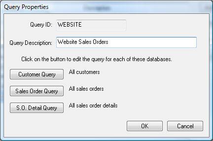 Website orders are queried by a logical field within the sales order. The Customer Query and the S.O.