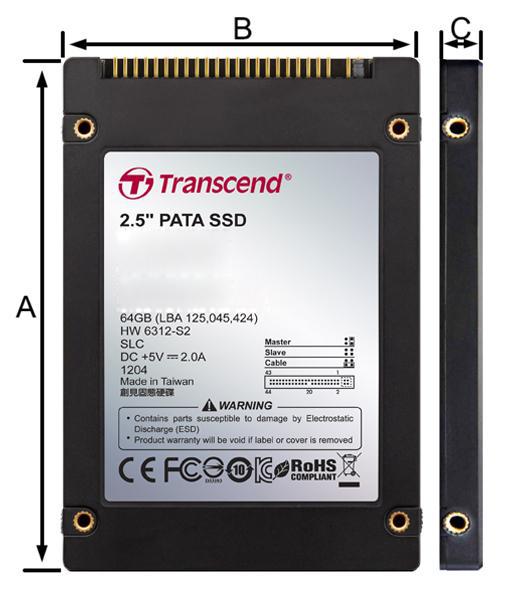 PSD520 Transcend PSD is a series of 2.5 PATA SSD with high performance and advanced flash control techniques. Due to smaller size (fit the standard dimensions of 2.