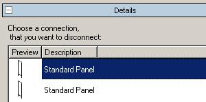 --> All connections with the active part are listed in the dialog area.
