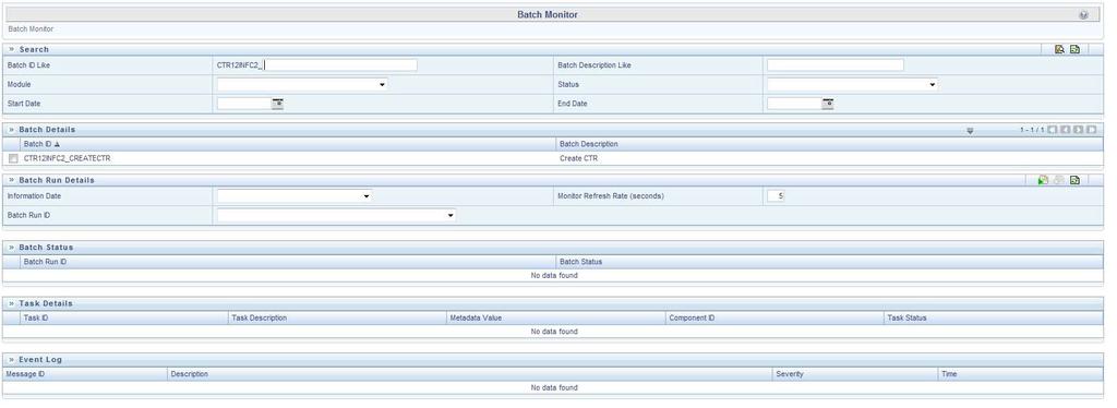 Cancelling a Batch after Execution Chapter 9 Data Ingestion 3. Click Batch Monitor. The Batch Monitor page is displayed. Figure 42. Batch Monitor Page 4.